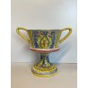 ANTICO VASO DERUTA ITALY CERAMICA COPPA ALZATA PORTAFIORI DECORO FIORENTINO 1900