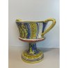 ANTICO VASO DERUTA ITALY CERAMICA COPPA ALZATA PORTAFIORI DECORO FIORENTINO 1900