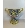 ANTICO VASO DERUTA ITALY CERAMICA COPPA ALZATA PORTAFIORI DECORO FIORENTINO 1900
