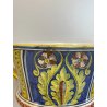 ANTICO VASO DERUTA ITALY CERAMICA COPPA ALZATA PORTAFIORI DECORO FIORENTINO 1900