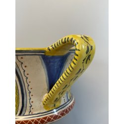 ANTICO VASO DERUTA ITALY CERAMICA COPPA ALZATA PORTAFIORI DECORO FIORENTINO 1900