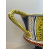 ANTICO VASO DERUTA ITALY CERAMICA COPPA ALZATA PORTAFIORI DECORO FIORENTINO 1900