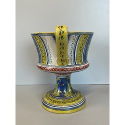 ANTICO VASO DERUTA ITALY CERAMICA COPPA ALZATA PORTAFIORI DECORO FIORENTINO 1900