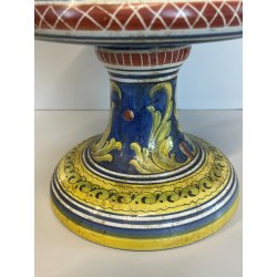 ANTICO VASO DERUTA ITALY CERAMICA COPPA ALZATA PORTAFIORI DECORO FIORENTINO 1900