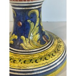 ANTICO VASO DERUTA ITALY CERAMICA COPPA ALZATA PORTAFIORI DECORO FIORENTINO 1900