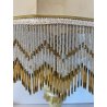LAMPADA ABATJOUR VETRO MURANO VENEZIANO BEIGE PARALUME FRANGE STILE ART NOUVEAU