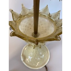 LAMPADA ABATJOUR VETRO MURANO VENEZIANO BEIGE PARALUME FRANGE STILE ART NOUVEAU