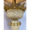 LAMPADA ABATJOUR VETRO MURANO VENEZIANO BEIGE PARALUME FRANGE STILE ART NOUVEAU