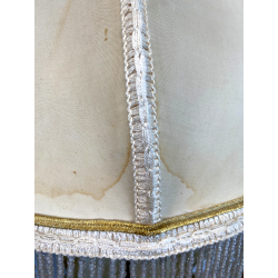 LAMPADA ABATJOUR VETRO MURANO VENEZIANO BEIGE PARALUME FRANGE STILE ART NOUVEAU