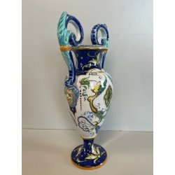 ANTICO PICCOLO VASO BIANSATO CERAMICA FIRMATO FAENZA DIPINTO COPPA EPOCA '900
