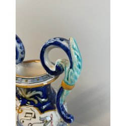 ANTICO PICCOLO VASO BIANSATO CERAMICA FIRMATO FAENZA DIPINTO COPPA EPOCA '900