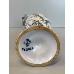 ANTICO PICCOLO VASO BIANSATO CERAMICA FIRMATO FAENZA DIPINTO COPPA EPOCA '900