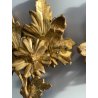 ANTICA COPPIA FREGI LEGNO DECORO FLOREALE FOGLIA ORO RAMAGE EPOCA 1800 H 31 CM