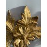 ANTICA COPPIA FREGI LEGNO DECORO FLOREALE FOGLIA ORO RAMAGE EPOCA 1800 H 31 CM