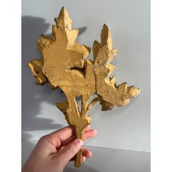 ANTICA COPPIA FREGI LEGNO DECORO FLOREALE FOGLIA ORO RAMAGE EPOCA 1800 H 31 CM