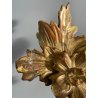 ANTICA COPPIA FREGI LEGNO DECORO FLOREALE FOGLIA ORO RAMAGE EPOCA 1800 H 31 CM