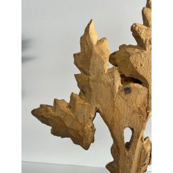 ANTICA COPPIA FREGI LEGNO DECORO FLOREALE FOGLIA ORO RAMAGE EPOCA 1800 H 31 CM