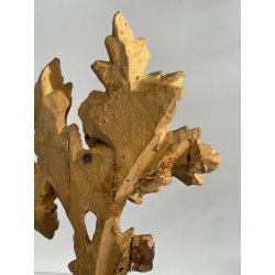 ANTICA COPPIA FREGI LEGNO DECORO FLOREALE FOGLIA ORO RAMAGE EPOCA 1800 H 31 CM