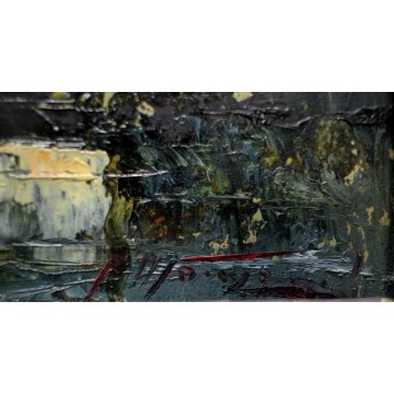 COPPIA ANTICO QUADRO DIPINTO OLIO A.Franzoni PAESAGGIO RURALE BAITA MILANO COMO