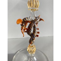 CALICE TIPETTO VENEZIANO LAVORATO DECORO DRAGHI SFERE AVVENTURINA ORO META' '900