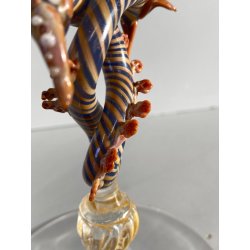 CALICE TIPETTO VENEZIANO LAVORATO DECORO DRAGHI SFERE AVVENTURINA ORO META' '900