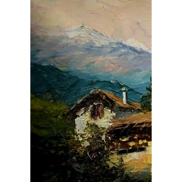 COPPIA ANTICO QUADRO DIPINTO OLIO A.Franzoni PAESAGGIO RURALE BAITA MILANO COMO