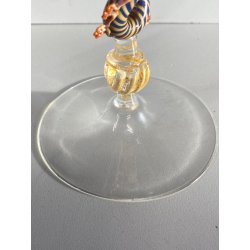 CALICE TIPETTO VENEZIANO LAVORATO DECORO DRAGHI SFERE AVVENTURINA ORO META' '900