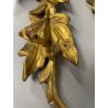 ANTICA COPPIA FREGI LEGNO DECORO FLOREALE FOGLIA ORO RAMAGE EPOCA 1800 H 54 CM