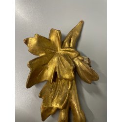 ANTICA COPPIA FREGI LEGNO DECORO FLOREALE FOGLIA ORO RAMAGE EPOCA 1800 H 54 CM