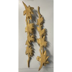 ANTICA COPPIA FREGI LEGNO DECORO FLOREALE FOGLIA ORO RAMAGE EPOCA 1800 H 54 CM