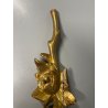 ANTICA COPPIA FREGI LEGNO DECORO FLOREALE FOGLIA ORO RAMAGE EPOCA 1800 H 54 CM