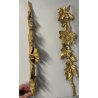 ANTICA COPPIA FREGI LEGNO DECORO FLOREALE FOGLIA ORO RAMAGE EPOCA 1800 H 54 CM