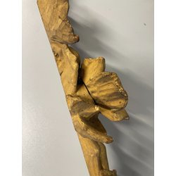 ANTICA COPPIA FREGI LEGNO DECORO FLOREALE FOGLIA ORO RAMAGE EPOCA 1800 H 54 CM