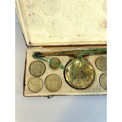 ANTICA BILANCIA 19 pesi MONETALI 1700 MONETE FRANCIA SPAGNA PARMA GENOVA sovrano
