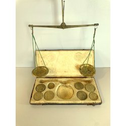 ANTICA BILANCIA 19 pesi MONETALI 1700 MONETE FRANCIA SPAGNA PARMA GENOVA sovrano
