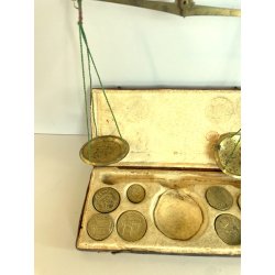 ANTICA BILANCIA 19 pesi MONETALI 1700 MONETE FRANCIA SPAGNA PARMA GENOVA sovrano