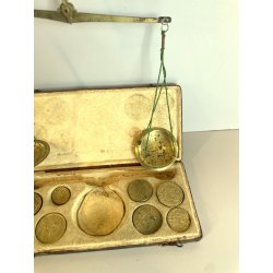 ANTICA BILANCIA 19 pesi MONETALI 1700 MONETE FRANCIA SPAGNA PARMA GENOVA sovrano