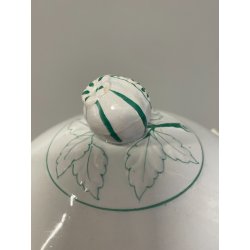 ANTICA ZUPPIERA PORCELLANA SCI LAVENO EPOCA '900 BIANCA DECORO FLOREALE VERDE