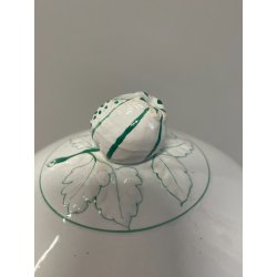 ANTICA ZUPPIERA PORCELLANA SCI LAVENO EPOCA '900 BIANCA DECORO FLOREALE VERDE