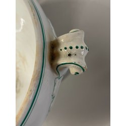 ANTICA ZUPPIERA PORCELLANA SCI LAVENO EPOCA '900 BIANCA DECORO FLOREALE VERDE