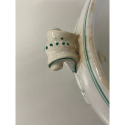 ANTICA ZUPPIERA PORCELLANA SCI LAVENO EPOCA '900 BIANCA DECORO FLOREALE VERDE