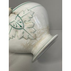 ANTICA ZUPPIERA PORCELLANA SCI LAVENO EPOCA '900 BIANCA DECORO FLOREALE VERDE