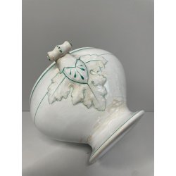ANTICA ZUPPIERA PORCELLANA SCI LAVENO EPOCA '900 BIANCA DECORO FLOREALE VERDE
