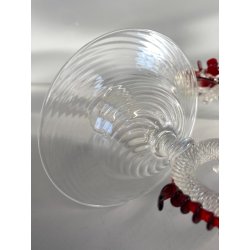 CANDELIERE VENEZIANO DUE FIAMME VETRO MURANO CENTROTAVOLA FIORI ROSSO RUBINO '50