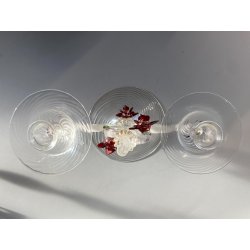 CANDELIERE VENEZIANO DUE FIAMME VETRO MURANO CENTROTAVOLA FIORI ROSSO RUBINO '50