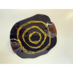 CENTROTAVOLA PIATTO in VETROFUSO firmato DANIELA POLETTI spirale FOGLIA ORO