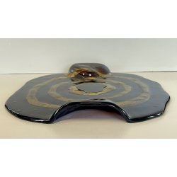 CENTROTAVOLA PIATTO in VETROFUSO firmato DANIELA POLETTI spirale FOGLIA ORO