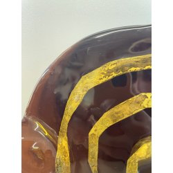 CENTROTAVOLA PIATTO in VETROFUSO firmato DANIELA POLETTI spirale FOGLIA ORO