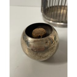 ANTICO PORTA BOTTIGLIE A GABBIA VINO LIQUORI METALLO ARGENTATO EPOCA '900 TAPPO