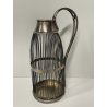 ANTICO PORTA BOTTIGLIE A GABBIA VINO LIQUORI METALLO ARGENTATO EPOCA '900 TAPPO